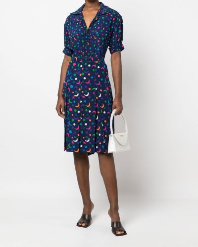 Hedvábné sukně s potiskem Yves Saint Laurent Pre-owned modré