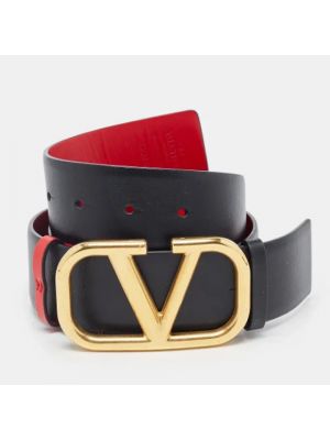 Pasek skórzany Valentino Vintage czarny