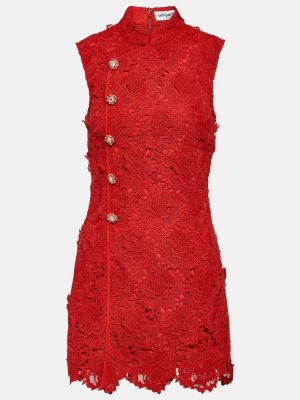 Φλοράλ φλοράλ μini φόρεμα με δαντέλα Self-portrait κόκκινο