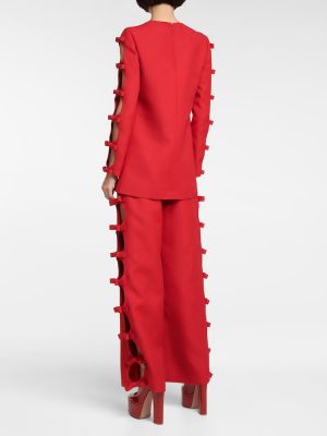 Μεταξωτός μάλλινος πουλόβερ με φιόγκο Valentino κόκκινο