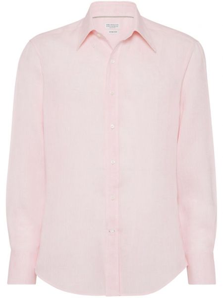Lininė marškiniai Brunello Cucinelli rožinė