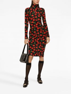 Midi šaty s potiskem Dolce & Gabbana černé