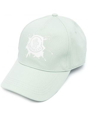 Памучна шапка с козирки с принт Moncler зелено