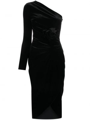Žametna midi obleka iz rebrastega žameta Chiara Boni La Petite Robe črna