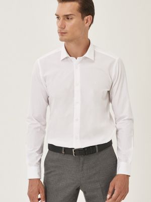 Βαμβακερό πουκάμισο σε στενή γραμμή Altinyildiz Classics λευκό