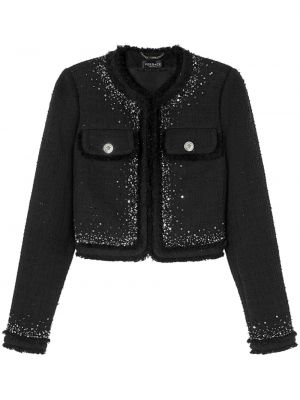 Pamučna jakna sa šljokicama Versace crna