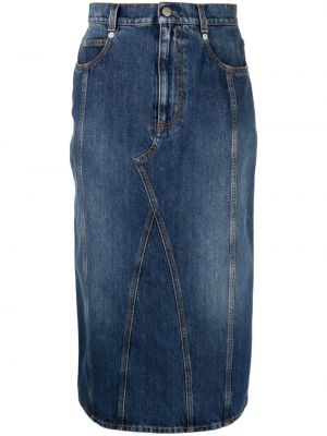 Приталенная джинсовая юбка миди Alexander Mcqueen, синяя