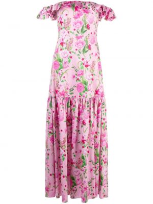 Obleka s cvetličnim vzorcem s potiskom Borgo De Nor roza