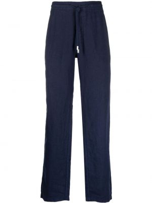 Lněné rovné kalhoty Vilebrequin modré