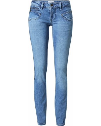 Bavlnené džínsy s vysokým pásom na zips Freeman T. Porter - modrá