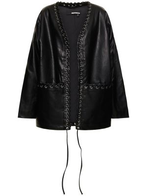 Kožna jakna oversized od umjetne kože Rotate crna