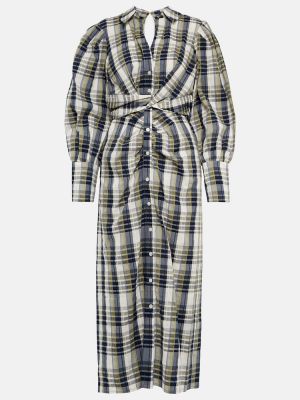 Kockované bavlnené midi šaty Veronica Beard