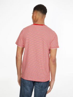 Pruhované tričko Tommy Jeans červené