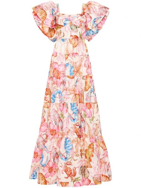 Raštuotas gėlėtas vakarinė suknelė Rebecca Vallance rožinė