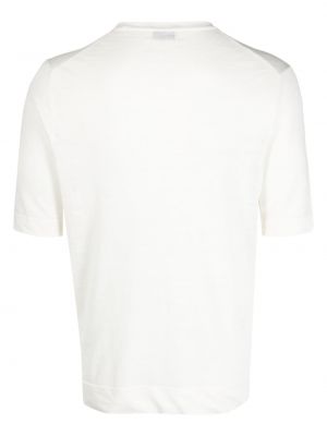 Lněné tričko s kulatým výstřihem Ballantyne bílé