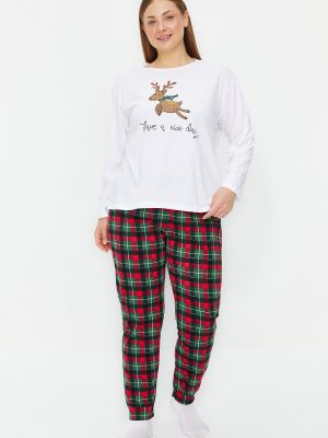 Pijamale în carouri tricotate Trendyol