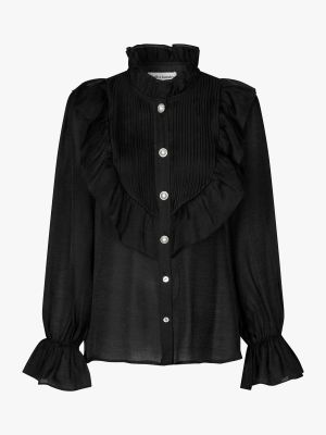 Блузка с воротником с высоким воротником с рюшами Lollys Laundry черная
