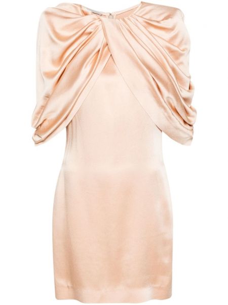 Drapírozott szatén estélyi ruha Stella Mccartney rózsaszín
