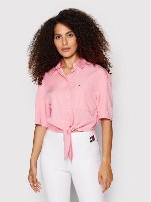 Relaxed дънкова риза Tommy Jeans розово