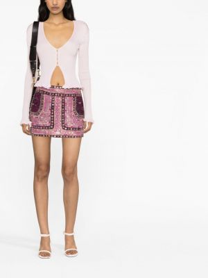 Mini sukně s výšivkou Isabel Marant růžové