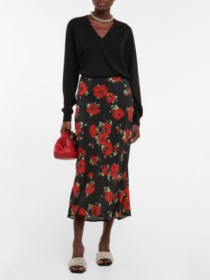 Svilena midi suknja s cvjetnim printom Rixo