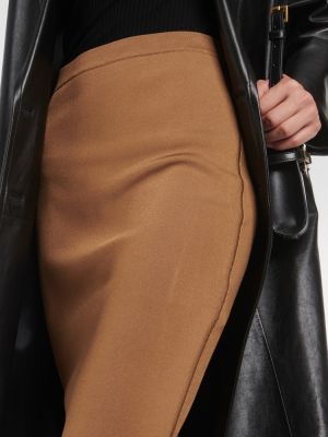 Midi sukňa s vysokým pásom Saint Laurent hnedá