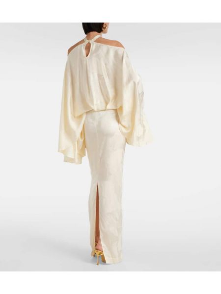 Sukienka długa żakardowa Taller Marmo biała