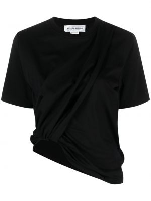 Asimetrična majica z draperijo Victoria Beckham črna