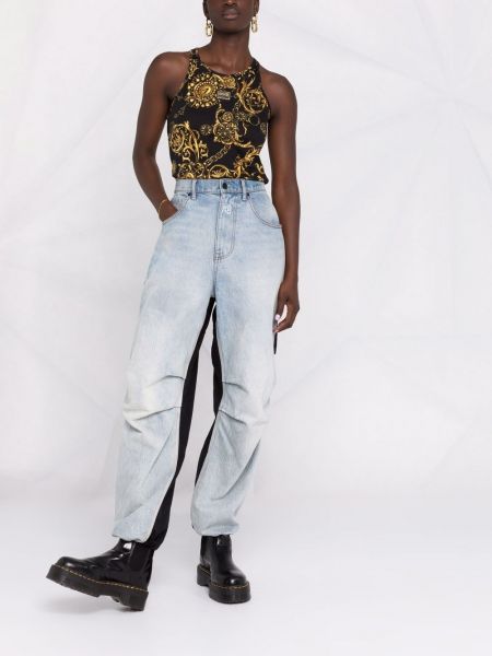 Top sin mangas con estampado Versace Jeans Couture negro