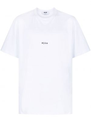 T-shirt con stampa con scollo tondo Msgm bianco
