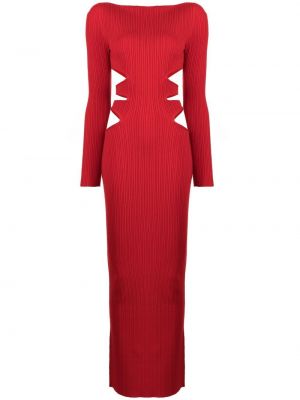 Vlněné pletené šaty s dlouhými rukávy s kulatým výstřihem Victor Glemaud - červená