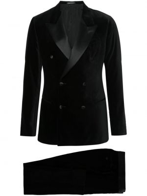 Zamatový oblek Emporio Armani čierna