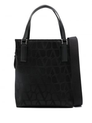 Žakárová nákupná taška Valentino Garavani čierna