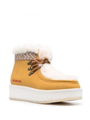 Ankle boots z futerkiem Love Moschino żółte