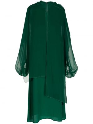 Drapované hedvábné večerní šaty F.r.s For Restless Sleepers zelené