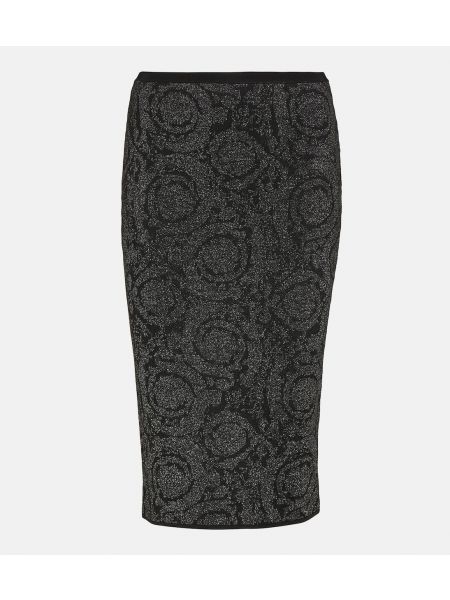 Трикотажная юбка миди Versace черная