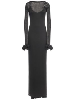 Vestido largo de lana de tela jersey drapeado Blumarine negro