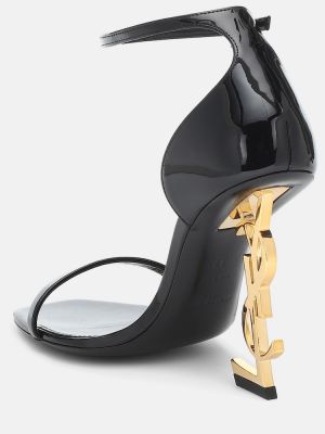 Lakované kožené sandály Saint Laurent černé