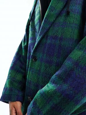 Клетчатое шерстяное пальто Asos зеленое