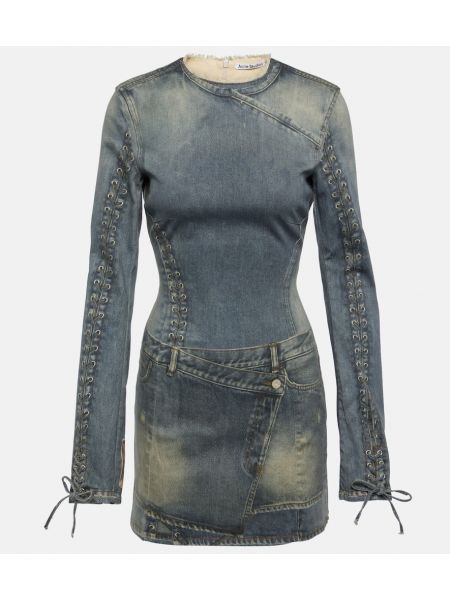 Kleid aus baumwoll mit print Acne Studios blau