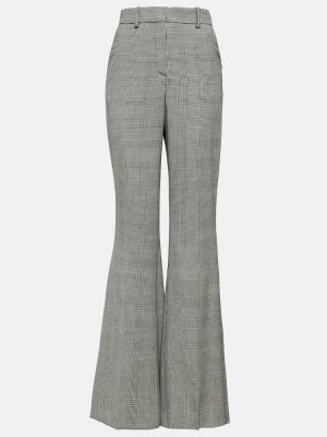Kockované vlnené rovné nohavice Balmain sivá