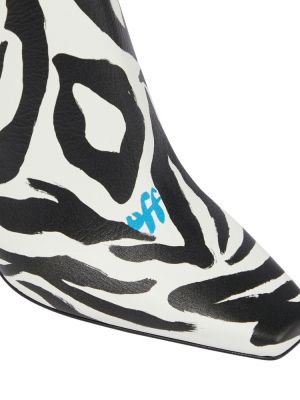 Кожени обувки до глезена с принт с принт зебра Off-white бяло
