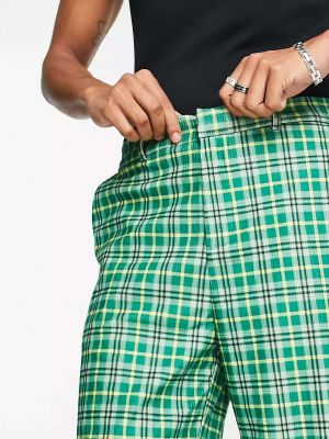 Клетчатые брюки Reclaimed Vintage зеленые