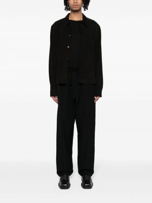 Vilnonės tiesios kelnės Yohji Yamamoto juoda