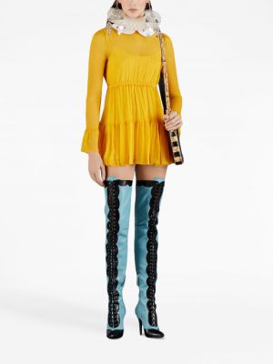Šifoninis mini suknele Gucci geltona