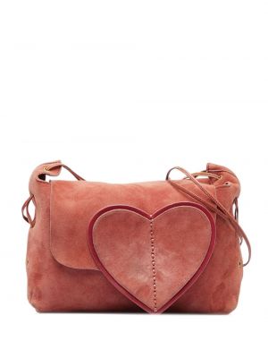 Велурени чанта през рамо с връзки с дантела Gucci Pre-owned розово