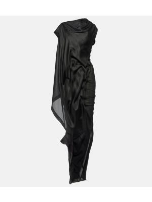 Βαμβακερή μάξι φόρεμα Rick Owens μαύρο