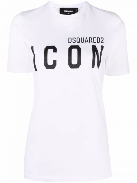 Тениска с принт с кръгло деколте Dsquared2 бяло