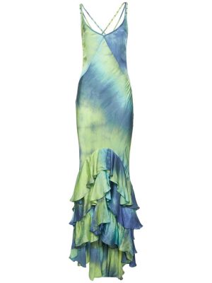 Batikované viskózové saténové dlouhé šaty Roberto Cavalli