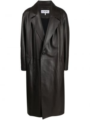Plisovaný kožený kabát Loewe hnědý